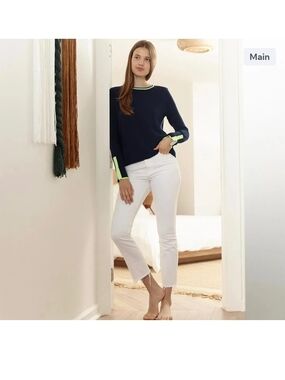 Lisa Todd Navy Neon Trim Cotton Sweater Size Small